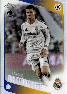 Franco Mastantuono Topps Chrome UEFA Club Competitions 172 NM (RC Refractor)0