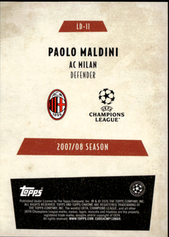 Paolo Maldini Last Dance Topps Chrome UEFA Club Competitions    LD 11 NM1