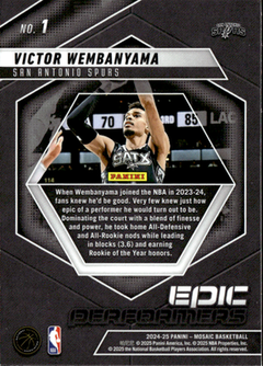 Victor Wembanyama Epic Performers Panini Mosaic   Epic Performers 1 NM1