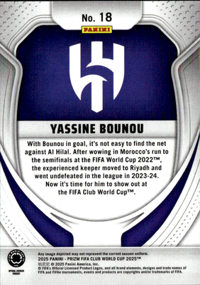 Yassine Bounou Purple Pandora Prizms Panini Prizm FIFA Club World Cup   18 NM1