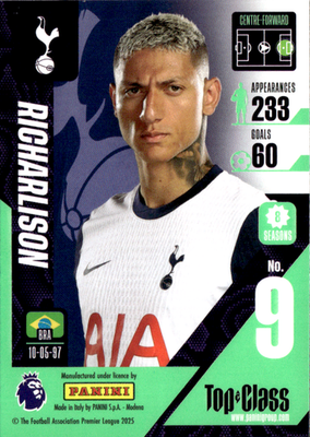 Richarlison Base Panini Top Class Premier League 133 NM1