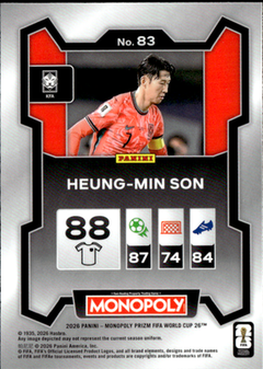 Heung min Son Base Panini Prizm Monopoly FIFA World Cup 83 NM1