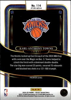 Karl Anthony Towns Base Panini Select 114 NM1