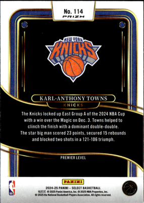 Karl Anthony Towns Base Panini Select 114 NM1