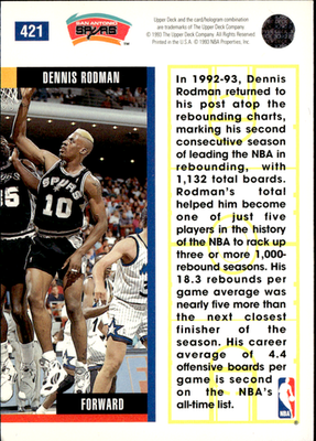 Dennis Rodman Base Upper Deck 421 LP1