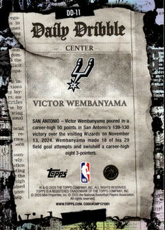 Victor Wembanyama The Daily Dribble Topps   The Daily Dribble DD 11 NM1