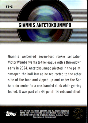 Giannis Antetokounmpo Film Study Topps Chrome   Film Study FS 3 NM1