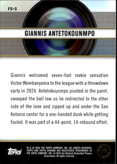 Giannis Antetokounmpo Film Study Topps Chrome   Film Study FS 3 NM1