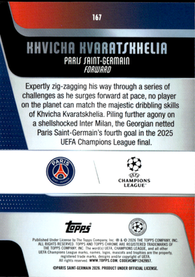 Khvicha Kvaratskhelia Base Topps Chrome UEFA Club Competitions 167 NM1