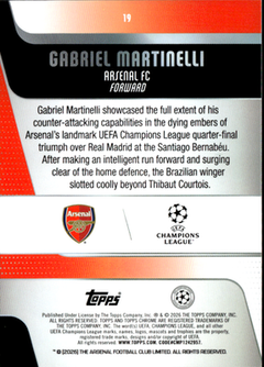 Gabriel Martinelli Base Topps Chrome UEFA Club Competitions 19 NM1