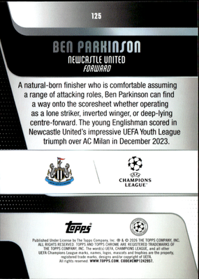 Ben Parkinson Base Topps Chrome UEFA Club Competitions 125 NM1