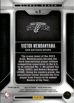 Victor Wembanyama Global Reach Prizms Silver Panini Prizm    9 NM1