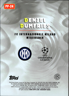 Denzel Dumfries Power Players Topps Chrome UEFA Club Competitions   PP 24 NM1