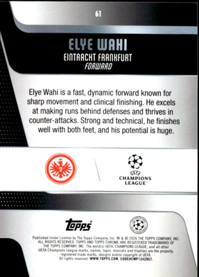 Elye Wahi Raywave Refractor Topps Chrome UEFA Club Competitions    61 NM1