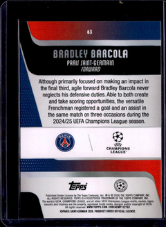 Bradley Barcola Green Foil Topps UEFA Club Competitions   99/99   63 NM1