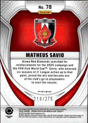 Matheus Savio Pulsar Prizms Panini Prizm FIFA Club World Cup 219/275 78 NM1