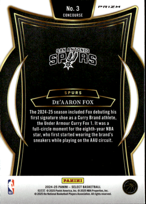De'Aaron Fox Green Stars Prizm Panini Select   Green Stars Prizm 3 NM1