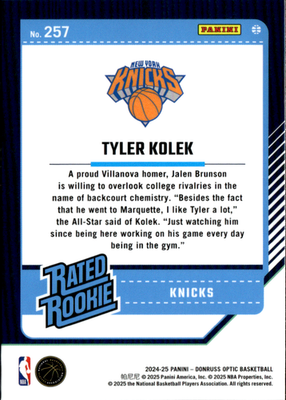 Tyler Kolek Base Donruss Optic 257 NM1