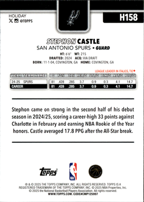 Stephon Castle Base Topps 197 NM (Xmas Variant)1