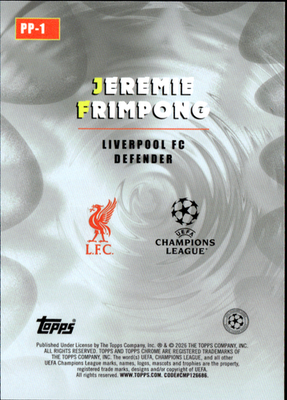 Jeremie Frimpong Power Players Topps Chrome UEFA Club Competitions   PP 1 NM1