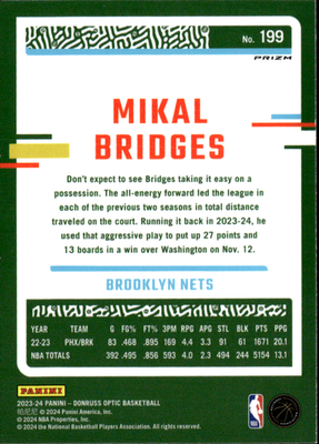 Mikal Bridges Pink Donruss Optic   Pink 199 NM1