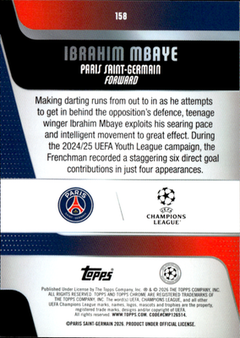 Ibrahim Mbaye Base Topps Chrome UEFA Club Competitions 158 NM1