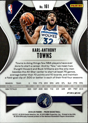 Karl Anthony Towns Prizms Silver Panini Prizm   Prizms Silver 161 NM1