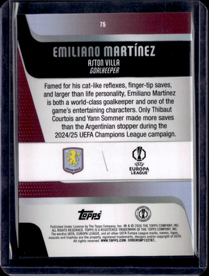 Emiliano Martínez 113/150 Topps UEFA Club Competitions   Blue Foil 75 NM1