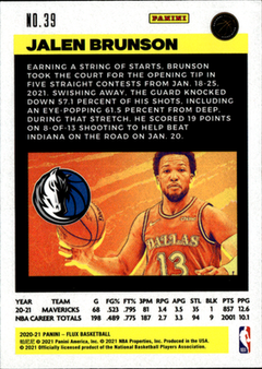 Jalen Brunson Base Panini Flux 39 NM1
