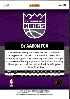 De'Aaron Fox Astro Panini Revolution   Astro 19 NM1