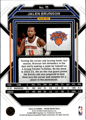 Jalen Brunson Base Panini Prizm 11 NM1