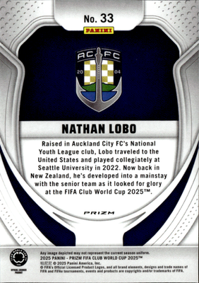 Nathan Lobo Pulsar Prizms Panini Prizm FIFA Club World Cup   Pulsar Prizms 33 NM1