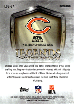 Topps Chrome   Legends of the Gridiron Devin Hester Refractor LOG 37 NM1