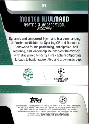 Morten Hjulmand Geometric Refractor Topps Chrome UEFA Club Competitions   199 NM1