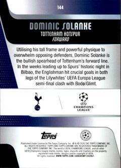 Dominic Solanke Aqua Mini Diamonds Topps Chrome UEFA Club Competitions   144 NM1