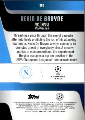 Kevin De Bruyne Base Topps UEFA Club Competitions (Raywave) 200 NM1