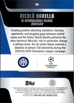 Nicolò Barella Base Topps Chrome UEFA Club Competitions 108 NM1