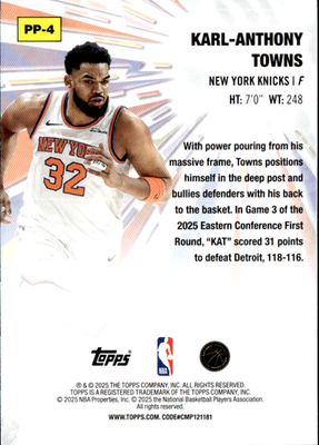 Karl Anthony Towns Power Players Topps   Power Players PP 4 NM1