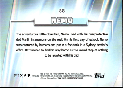 Nemo Topps Chrome Disney   Purple & Light Green Shimmer 146/175 Refractor 88 NM1