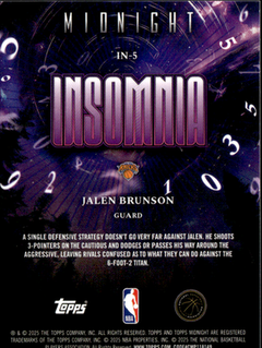 Jalen Brunson Insomnia Topps Midnight   Insomnia IN 5 NM1
