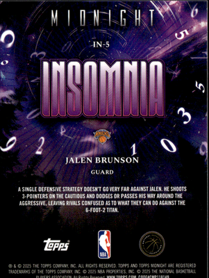Jalen Brunson Insomnia Topps Midnight   Insomnia IN 5 NM1