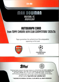 Max Dowman Chrome Autographs  Premier League   Chrome Autographs CA MD NM1