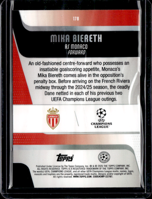 Mika Biereth 19/299 Topps UEFA Club Competitions   Yellow Holo 178 NM1