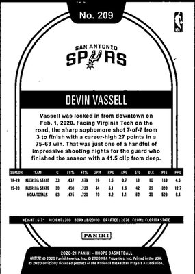Devin Vassell Base Hoops 209 NM1