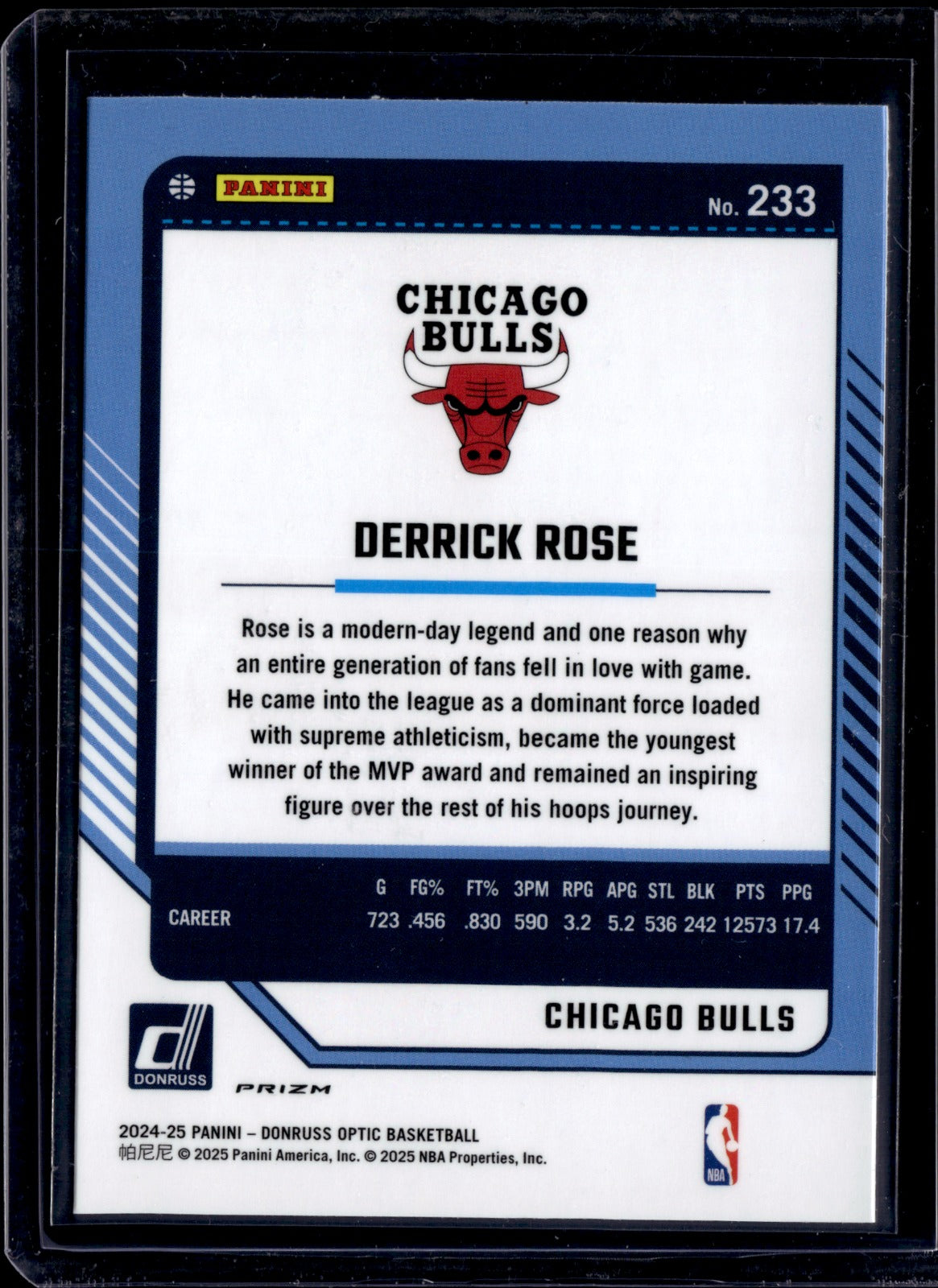 Derrick Rose Hyper Pink Donruss Optic - Hyper Pink 233 NM1