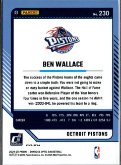 Ben Wallace Hyper Pink Donruss Optic - Hyper Pink 230 NM1