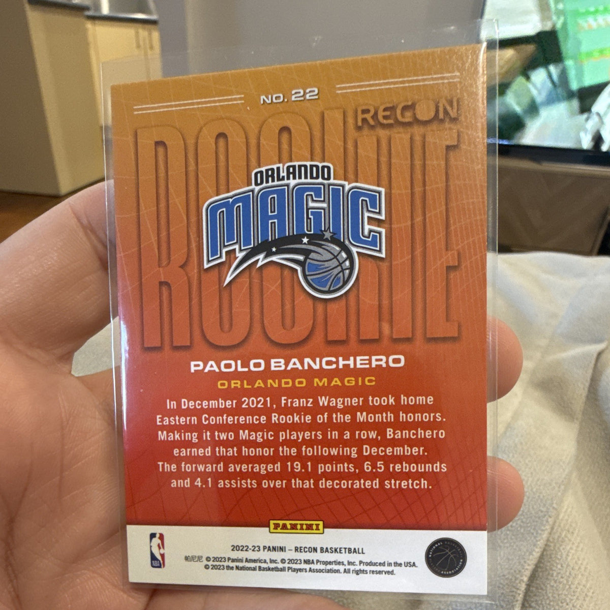 Panini Recon 2022 23 Paolo Banchero Orlando Magic Recon Rookie Insert #221