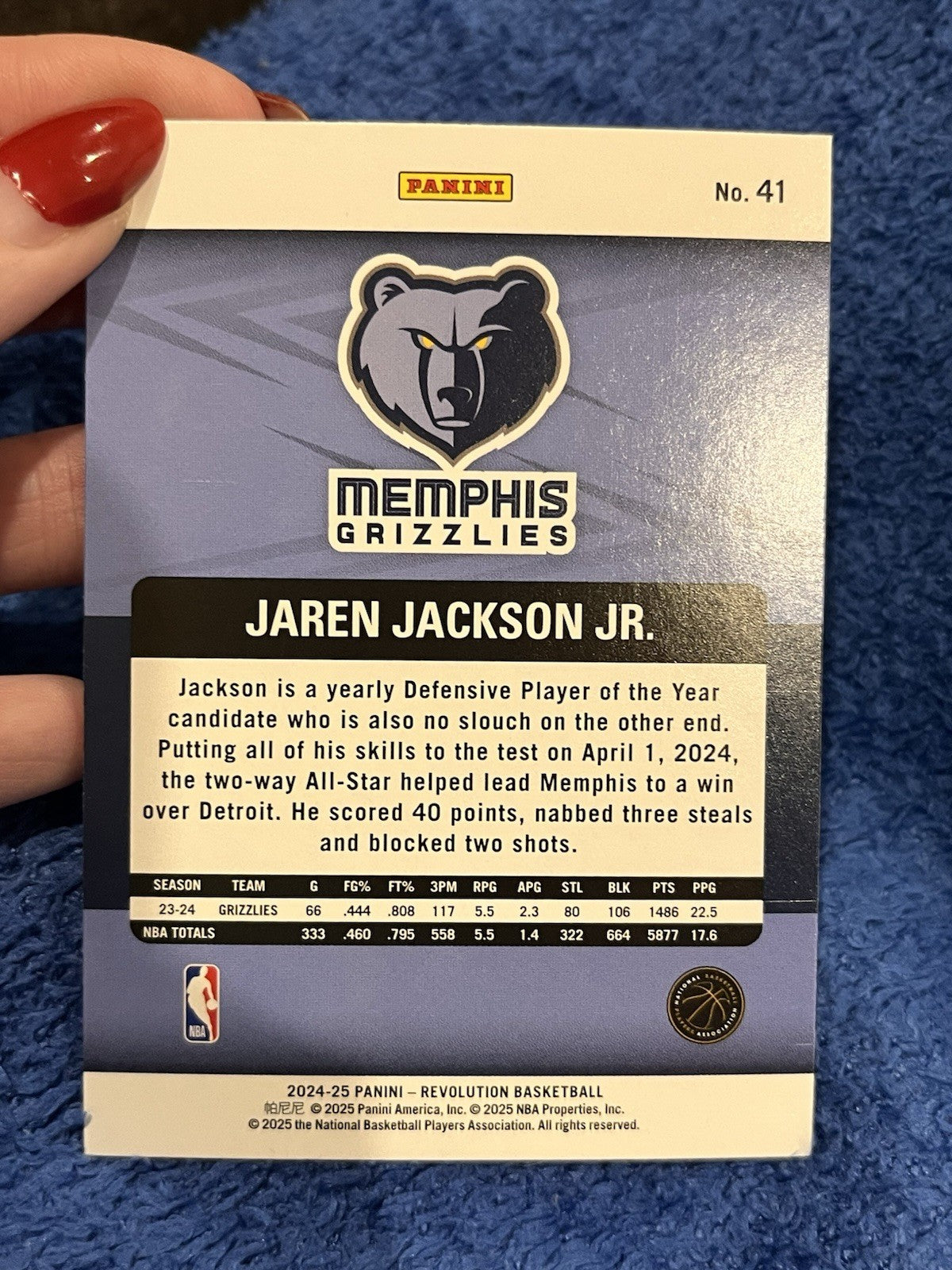 Panini Revolution 2024 25 Jaren Jackson Jr. Parallel Memphis Grizzlies #412