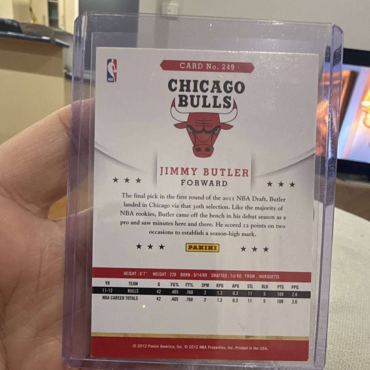 Panini NBA Hoops Base Jimmy Butler Chicago Bulls #249 2011 12 (2012)1