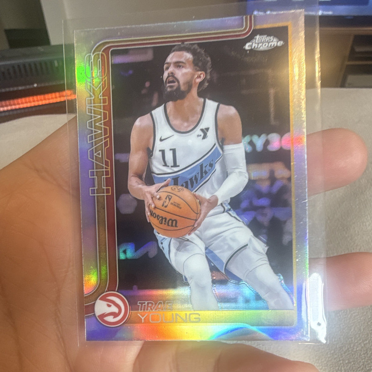 Trae Young Hawkeye Topps Chrome NBA Refractor #5 2024 25 Atlanta Hawks0